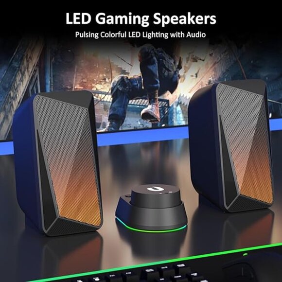 "JEECOO M40" Bluetooth Gaming Computer Speakers w/ 3.5mm AUX for Laptops&Tablets - Picture 12 of 16